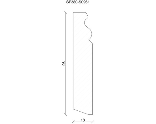 Plint SF380 sparrenwit gelakt 18 x 96 x 2400 mm