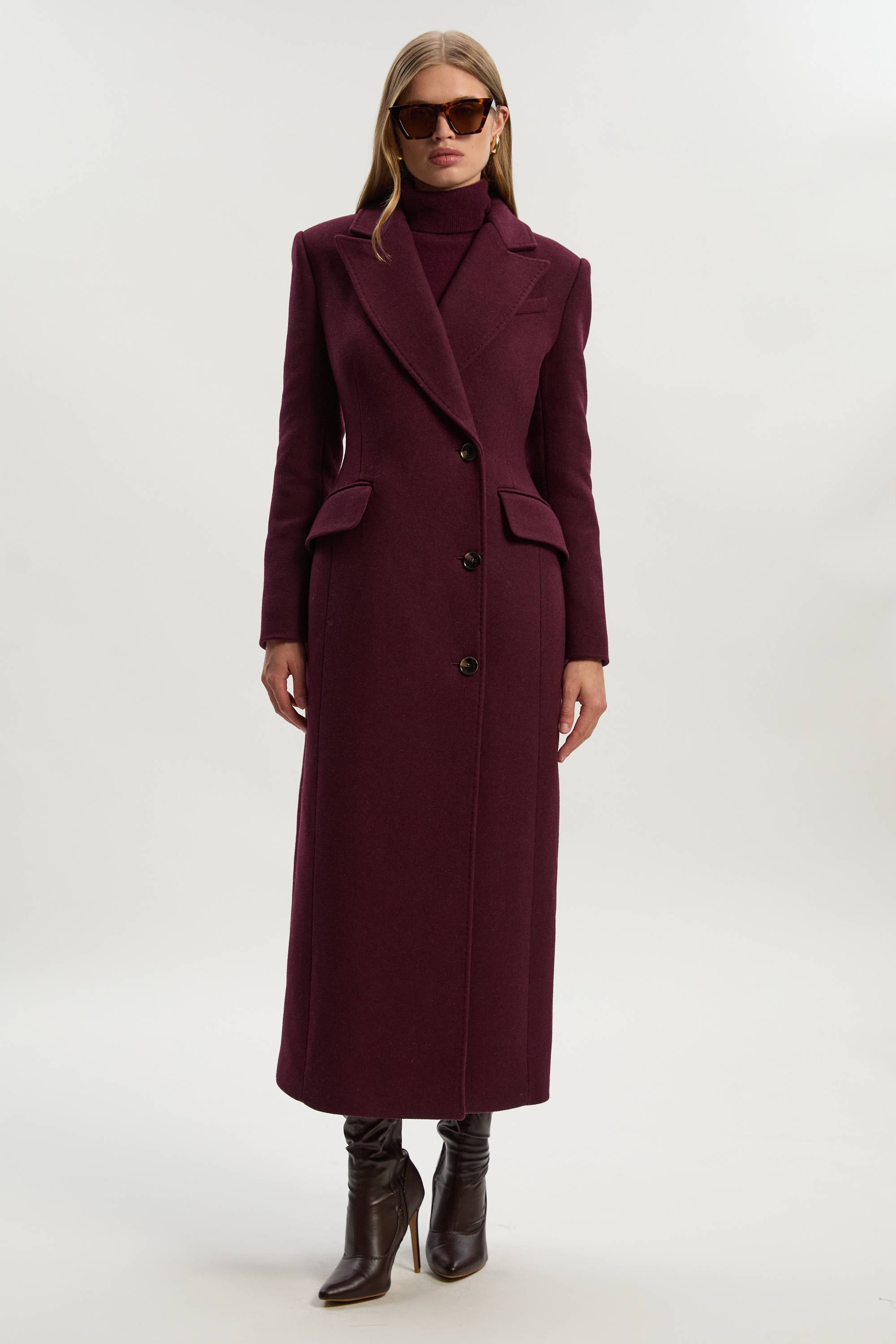 KarenMillen Manteau Maxi Ajusté en Mélange de Laine
