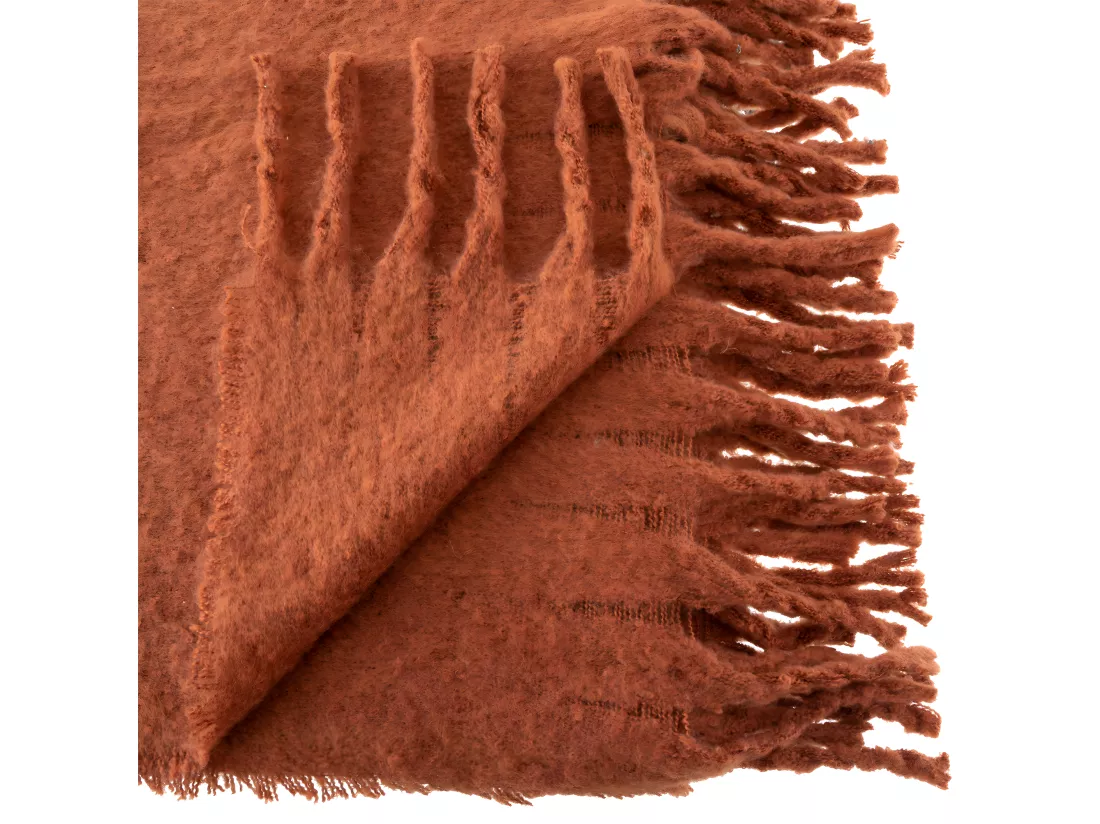Plaid Terracotta tissage fini texturé aspect mohair 180 x 130 cm