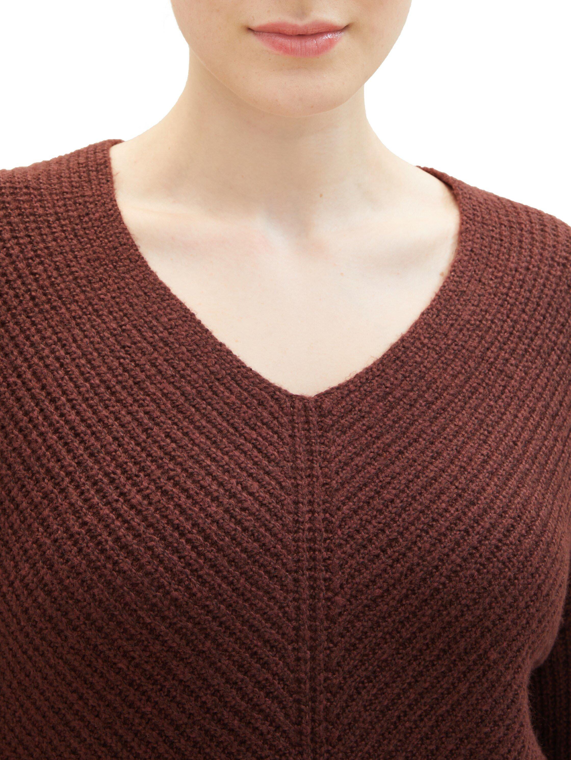 Strickpullover in Rippstruktur, mit V-Ausschnitt