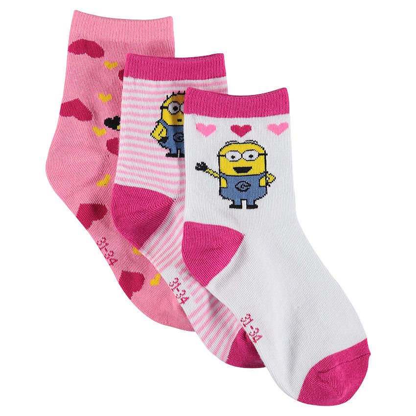 Lot de 3 paires de chaussettes Les Minions - Rose