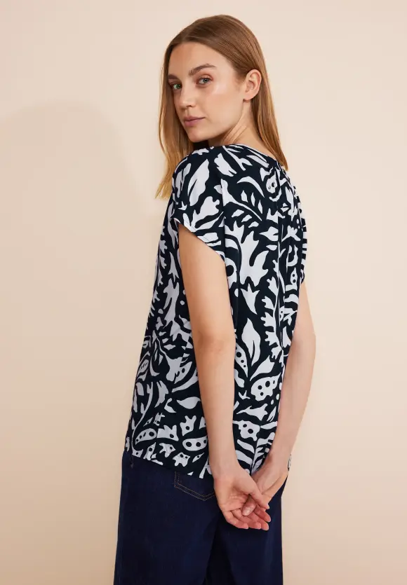 Print Blusenshirt - deep blue
