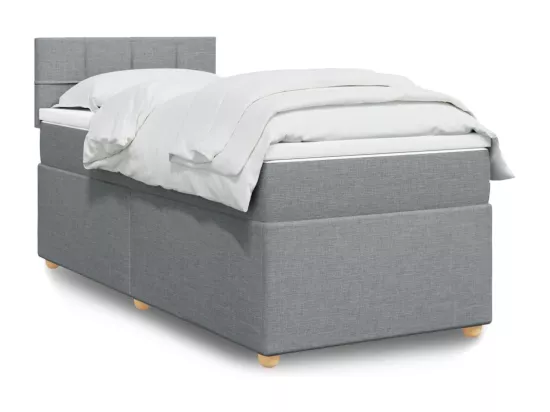Sommier à lattes de lit et matelas Gris clair 90x190 cm Tissu