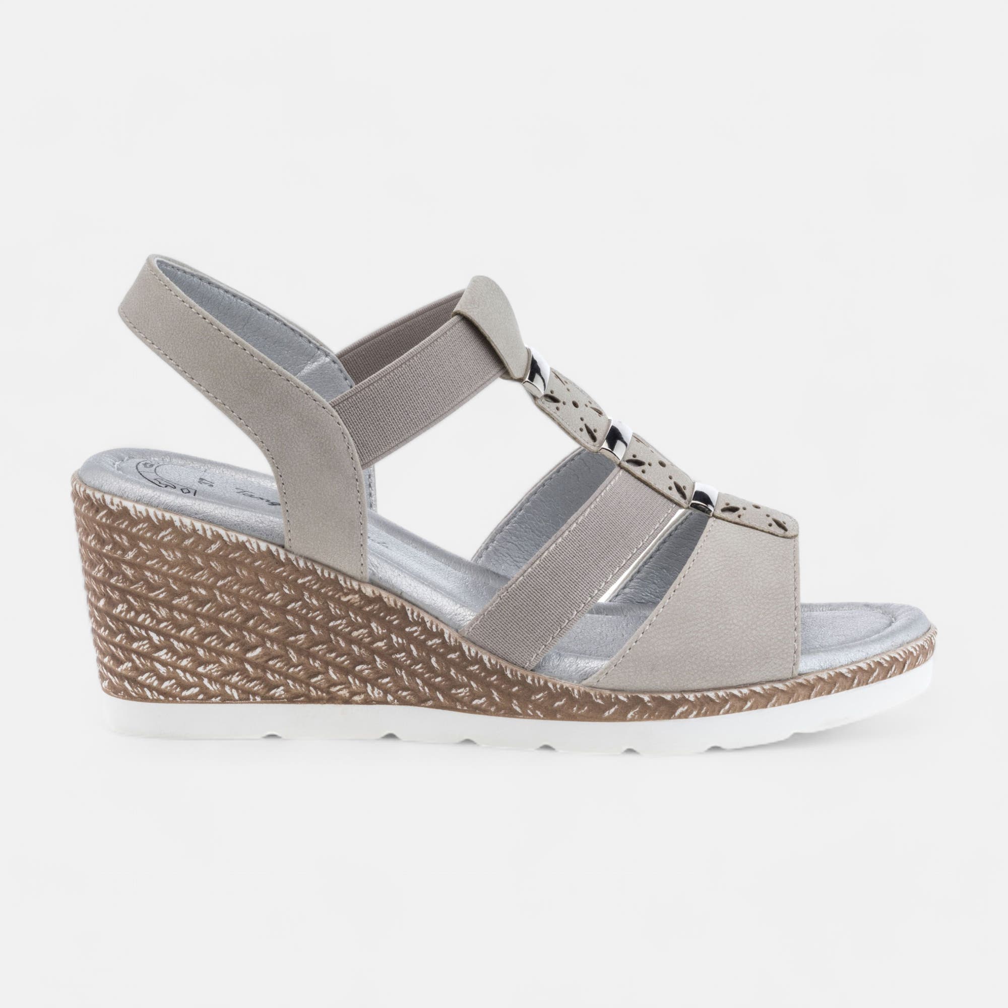 Sandales à talon compensé Femme beige