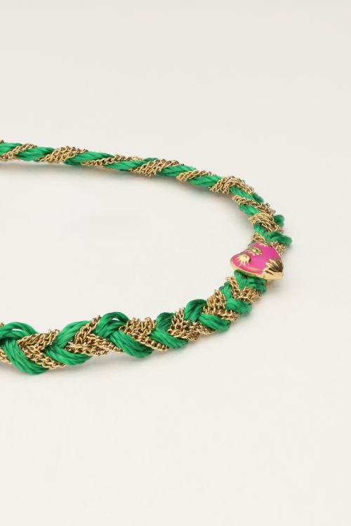 Groene gevlochten armband met bedel