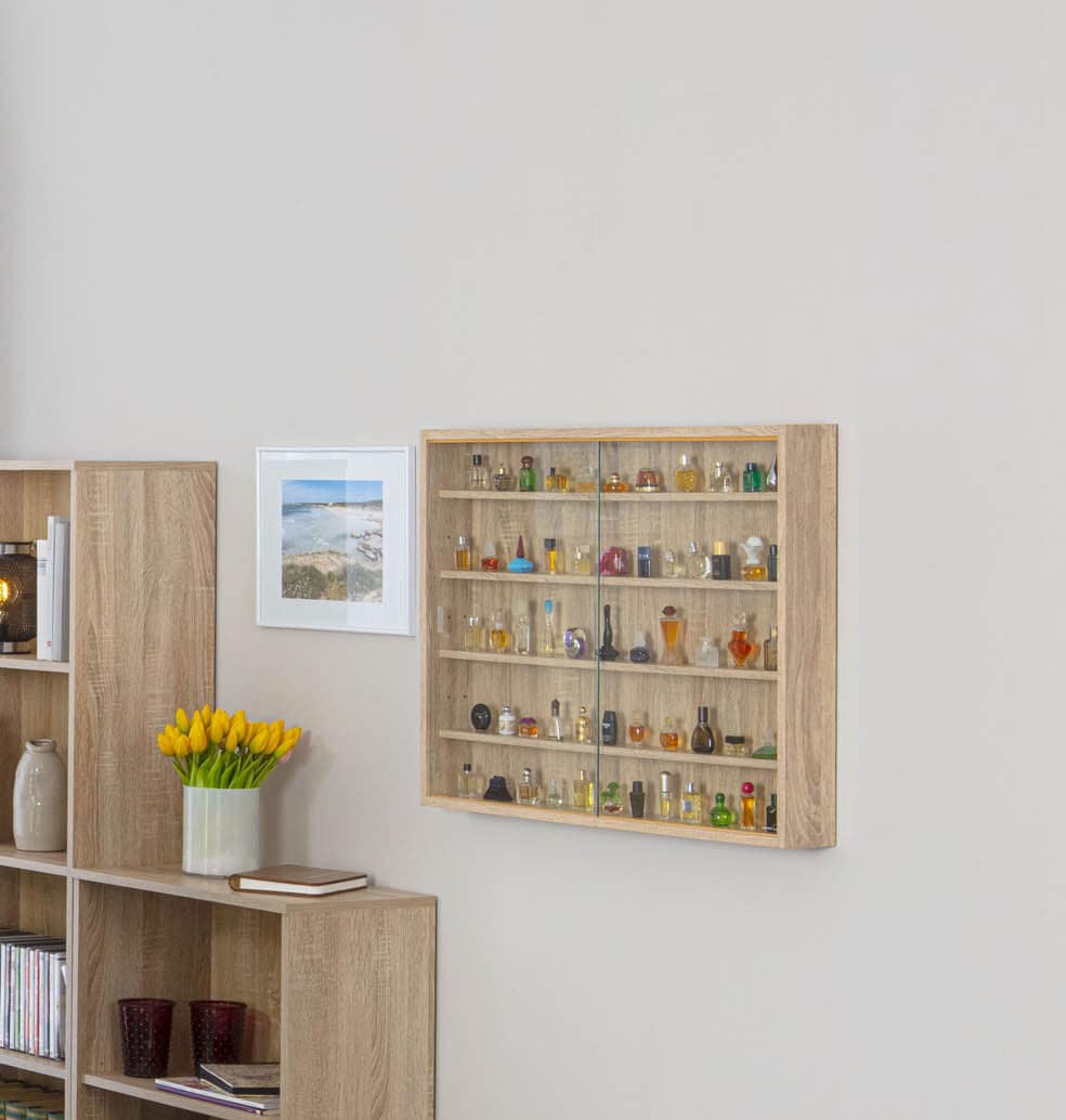 Sammlervitrine FABIO 80x60x9,5 cm Dekor Sonoma-Eiche