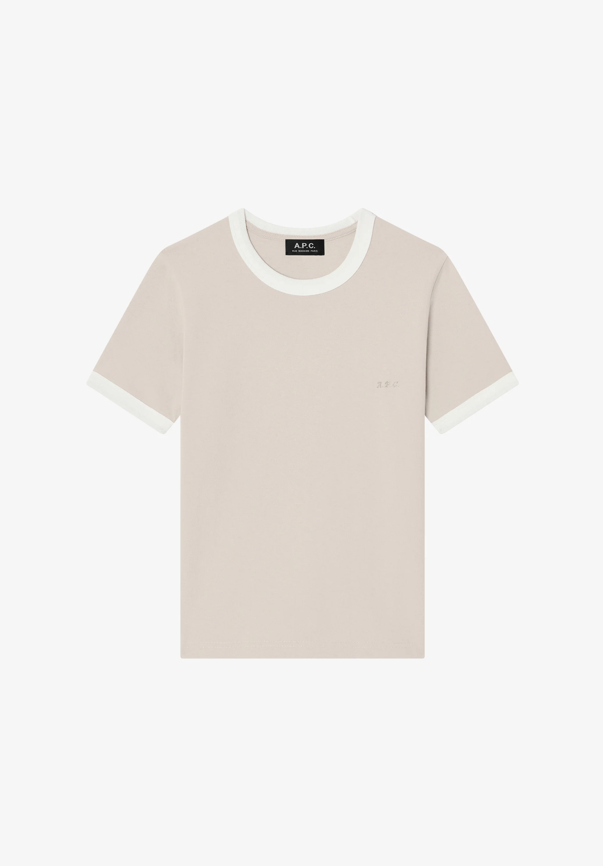 t-shirt crop manche courte contrasté - Mastic