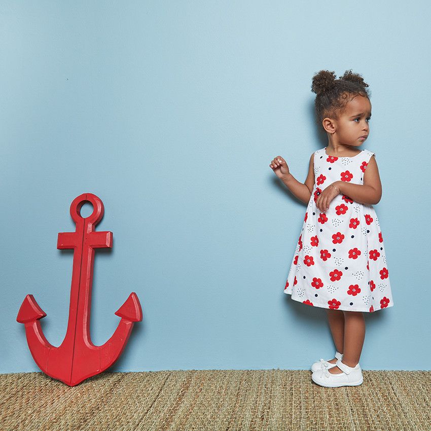 Robe courte à fleurs pour bébé fille - Blanc