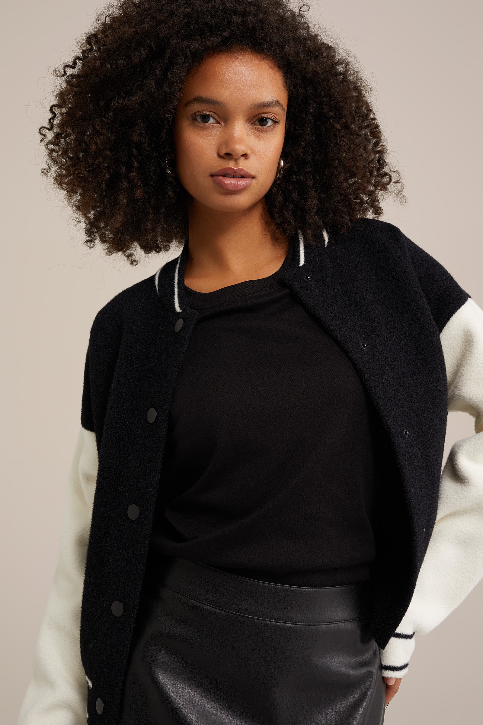T-shirt van katoen WE Fashion Zwart