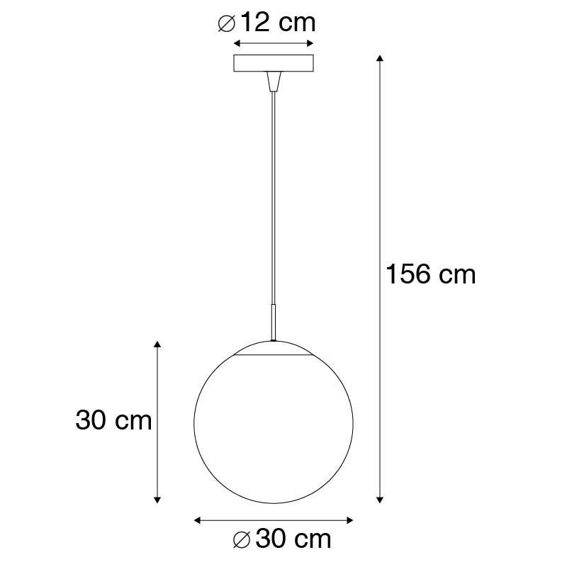 Moderne hanglamp messing met smoke glas 30 cm - Ball