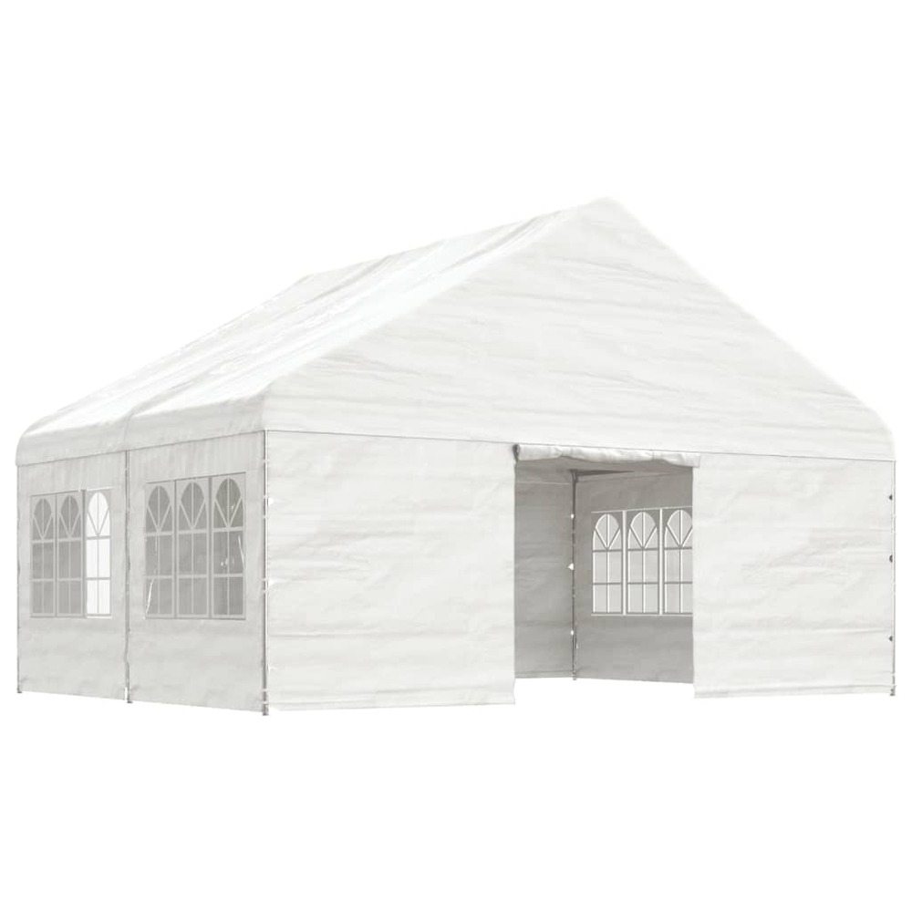 Belvédère avec toit blanc 4,46x5,88x3,75 m polyéthylène