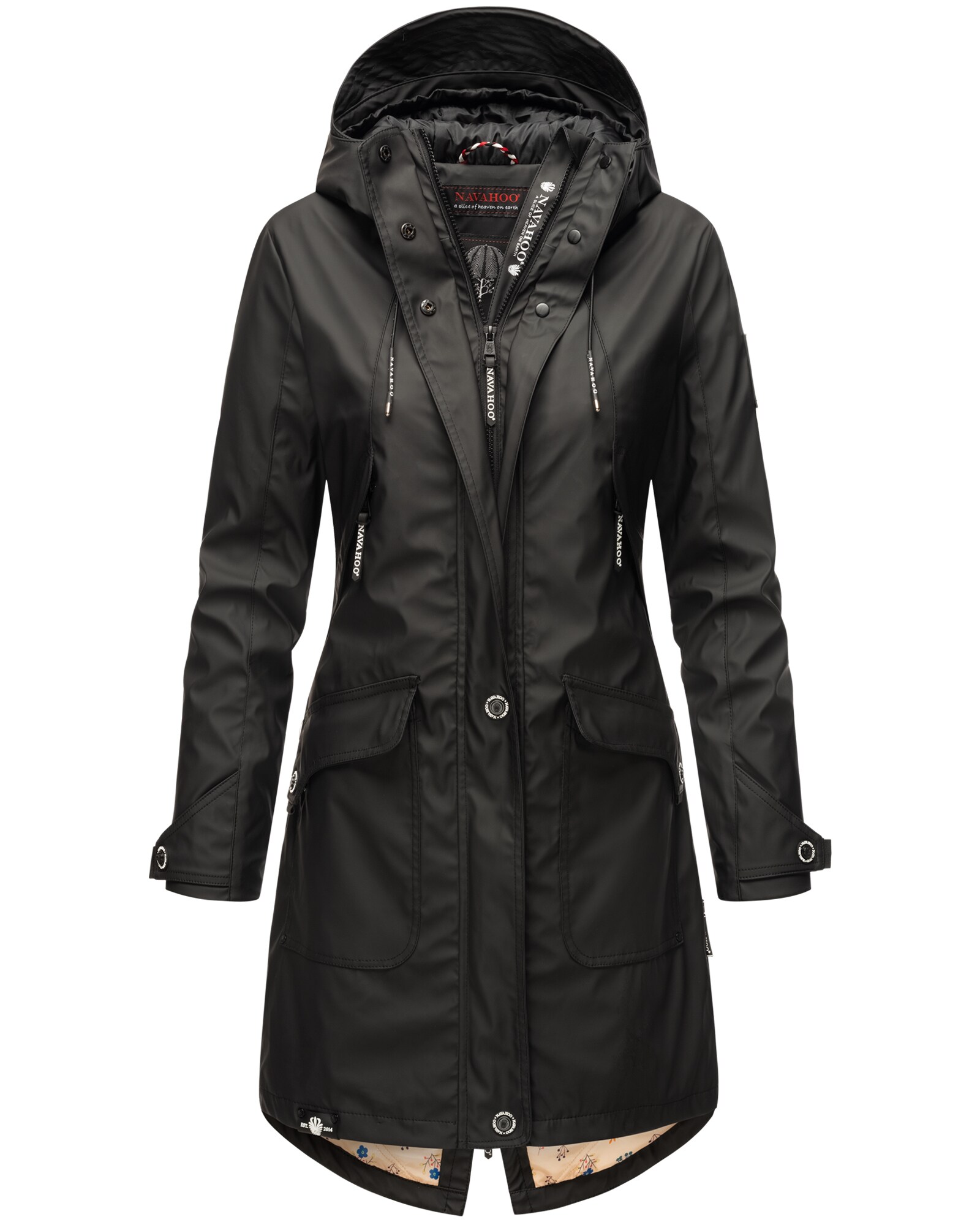 NAVAHOO Damen Übergangsjacke Outdoor Funktions Regen Mantel Parka Kurzmantel mit Kapuze Schötchen