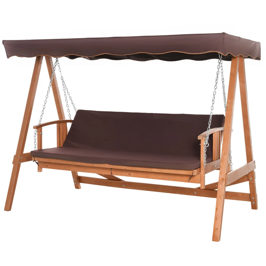 Outsunny 2-in1 Hollywoodschaukel mit Liegefunktion natur, braun