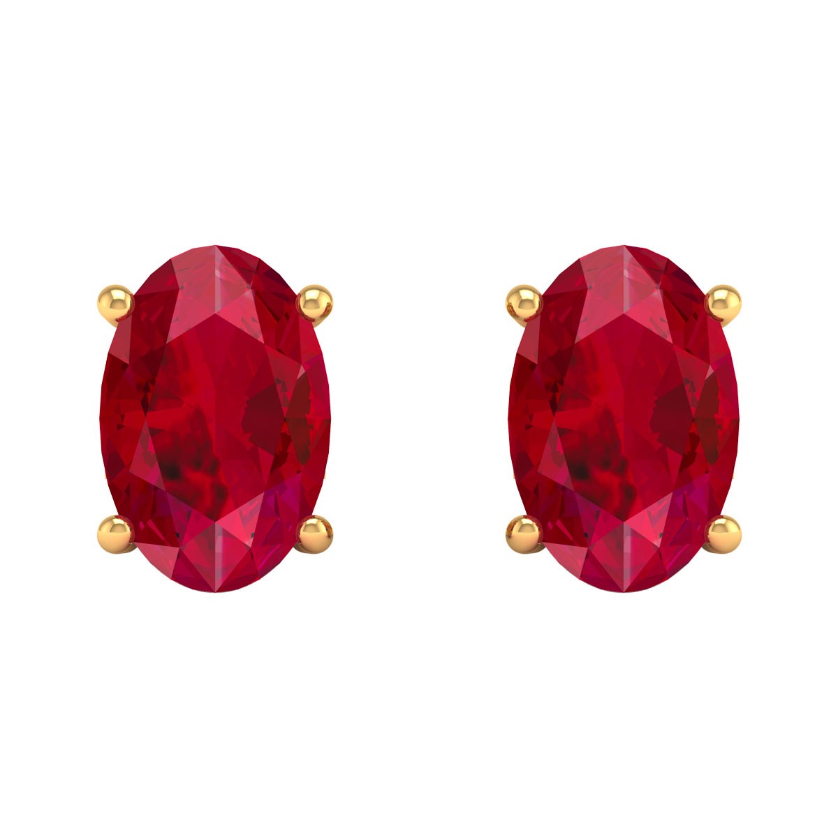 Boucles d'oreilles ADEN Or 585 Jaune et Grenat forme Ovale 1.15grs