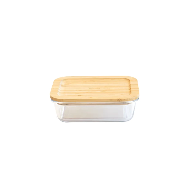 Boîte rectangle verre couvercle bambou 650ml Pebbly