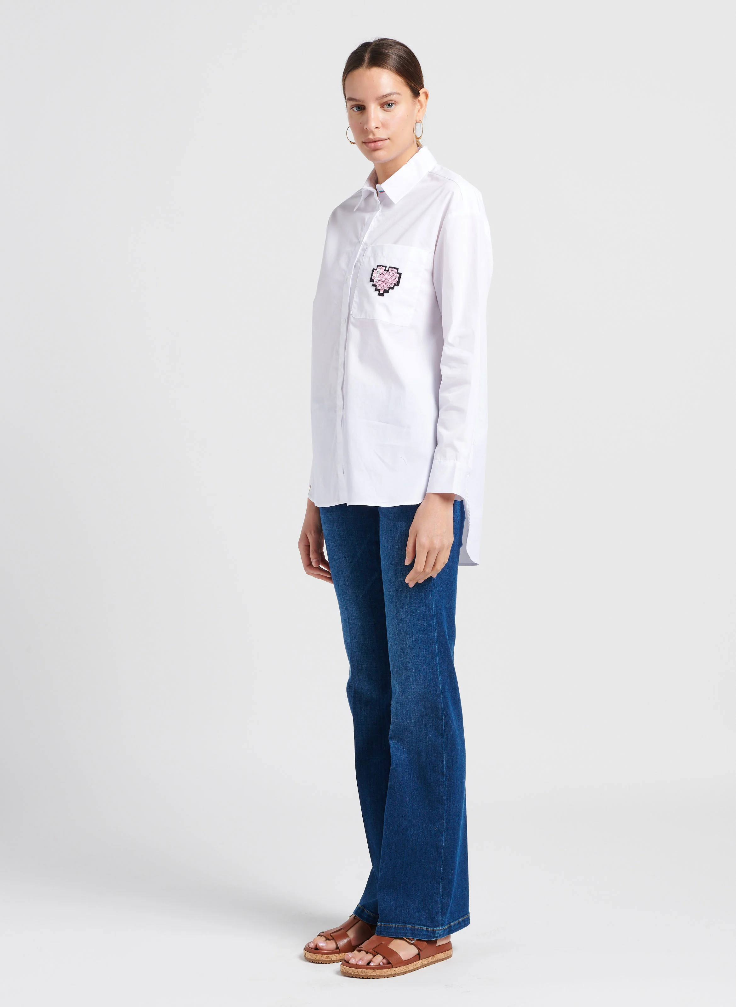 SODA - Jean droit délavé en coton mélangé| Jean brut