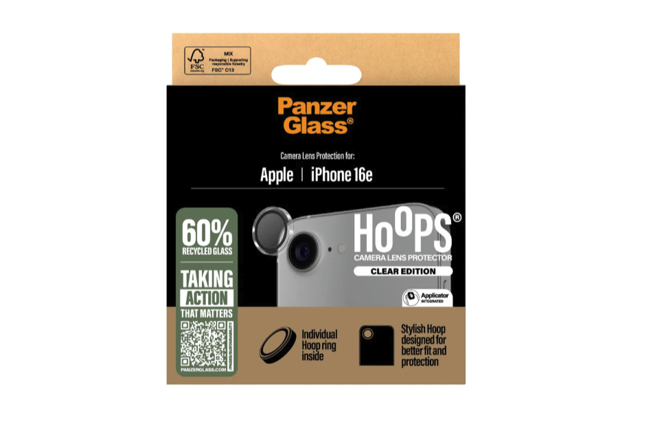 Hoops iPhone 16e Kameraschutz Objektiv Ring Protector Abdeckung (PGRHOTRG29845) - Transparent