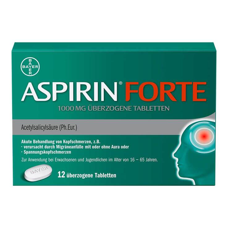 Aspirin FORTE 1000 mg überzogene Tabletten, 12 St