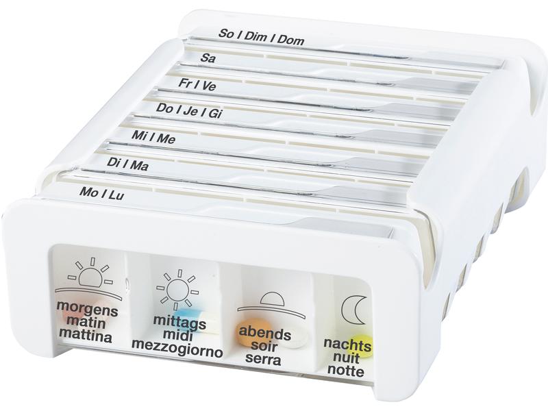 Anabox Wochenpillenspender Medidispenser COMPACT weiss D/F/ Medikamentenbox