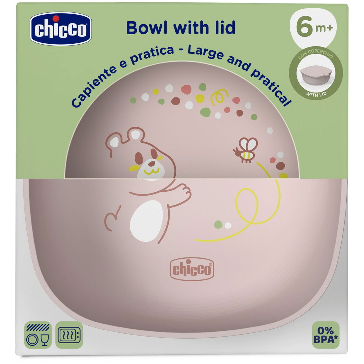 ChiccoChicco   Schale mit Deckel rosa