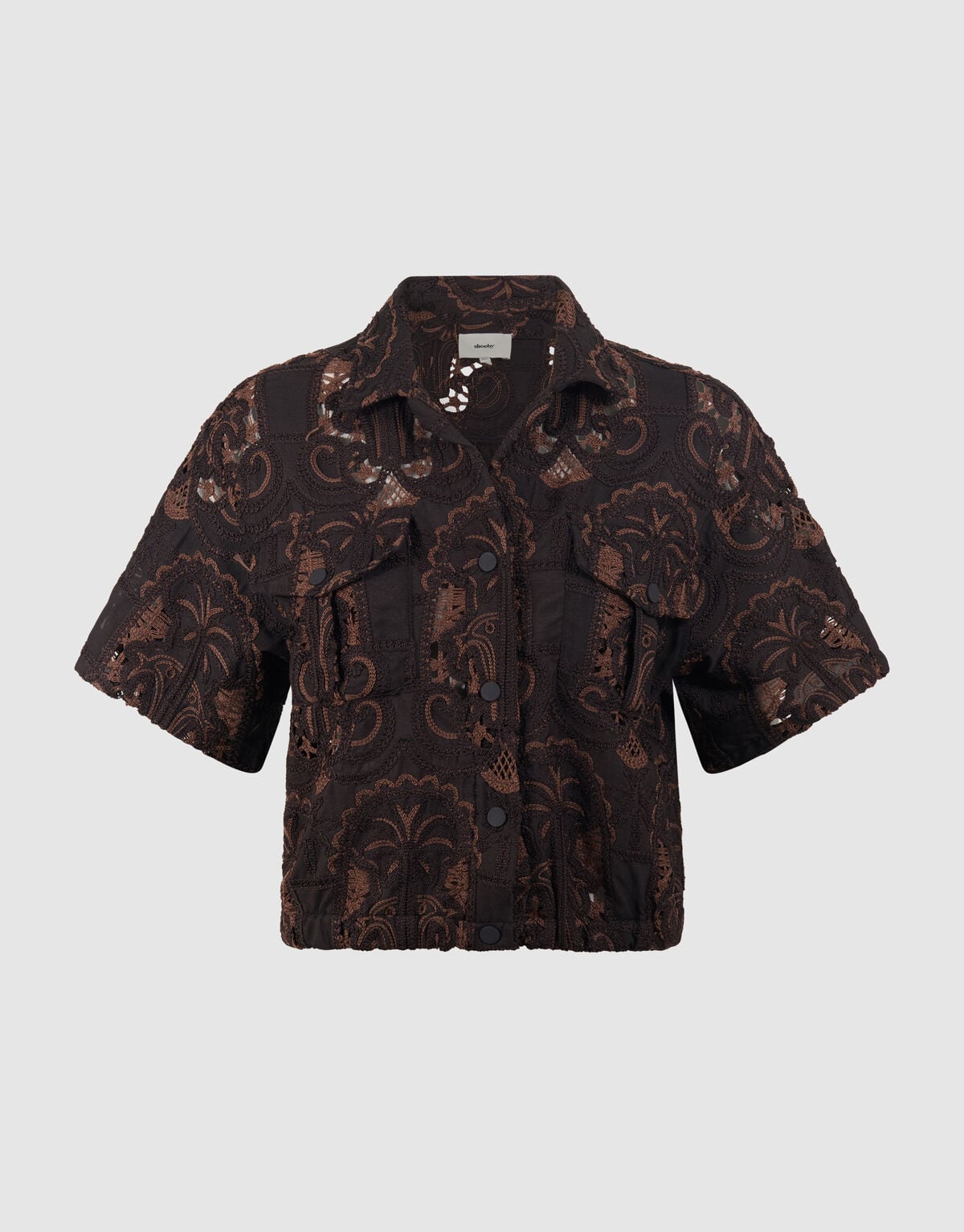 Embroidery Blouse Donkerbruin By Mieke