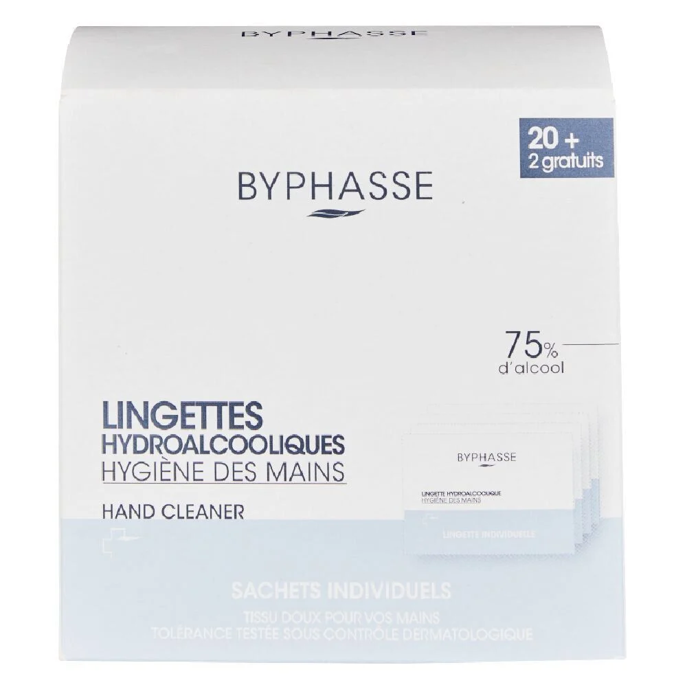 Lingettes hydroalcoolique Byphase hygiène des mains