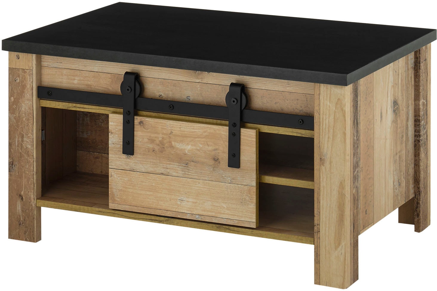 Home affaire Couchtisch »SHERWOOD« modernes Holz Dekor, mit Scheunentorbeschlag aus Metall, Breite 93 cm
