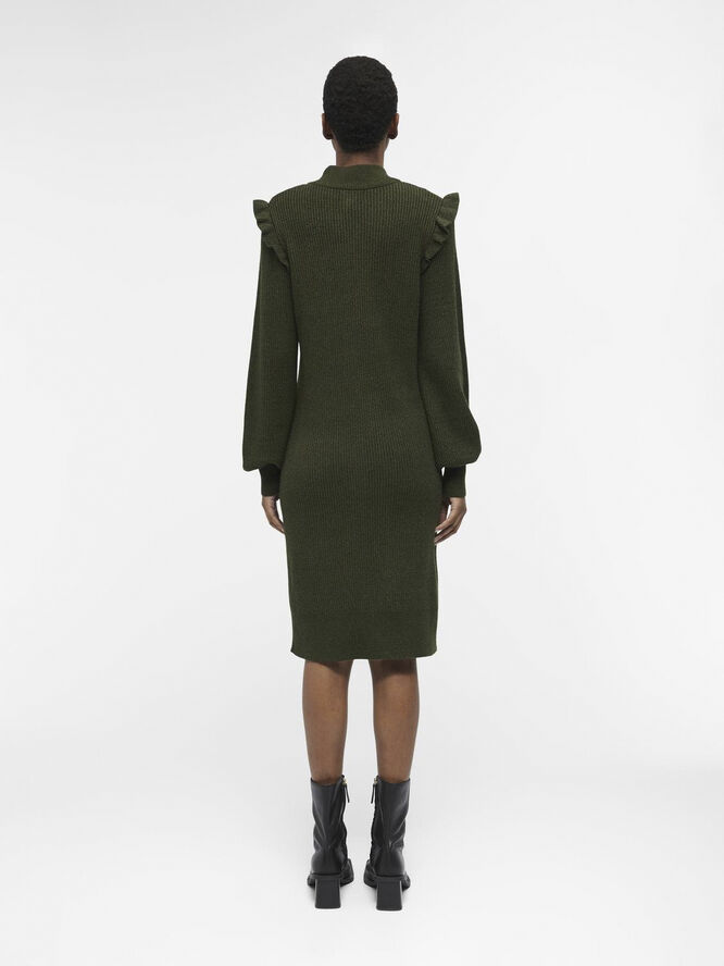 Object OBJMALENA L/S RUFFLE KNIT DRESS NOO Duffel bag/melange