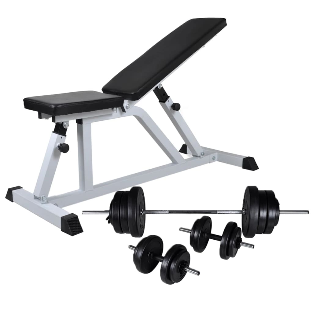 Banco de musculação Vidaxl com pesos e halteres de 60,5 kg