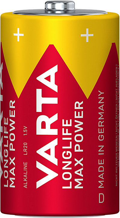 Pile alcaline D (LR20) Varta Long-life Max Power D, lot de 2
