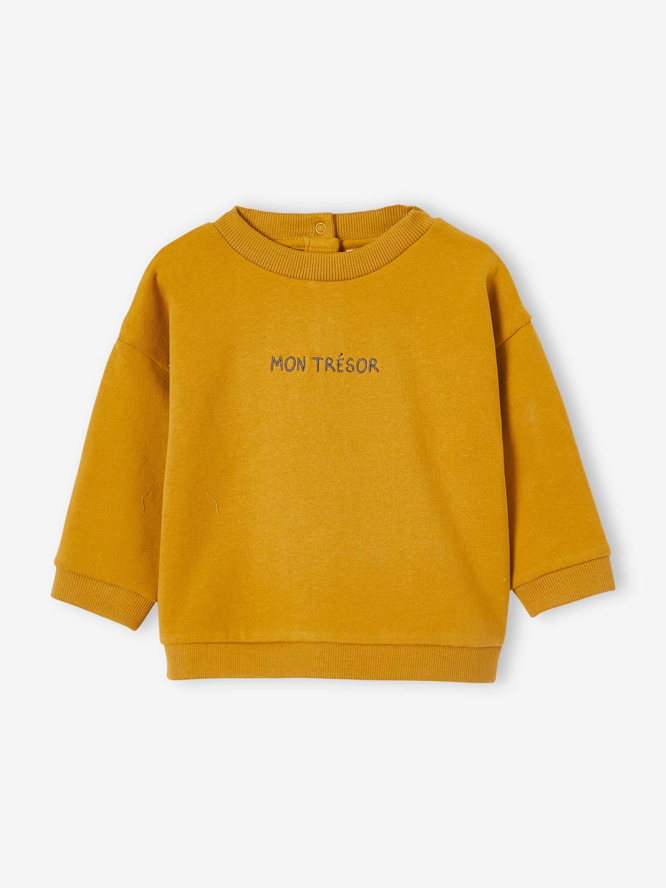 Moletom de lã personalizável para bebê, marrom médio liso com estampas.