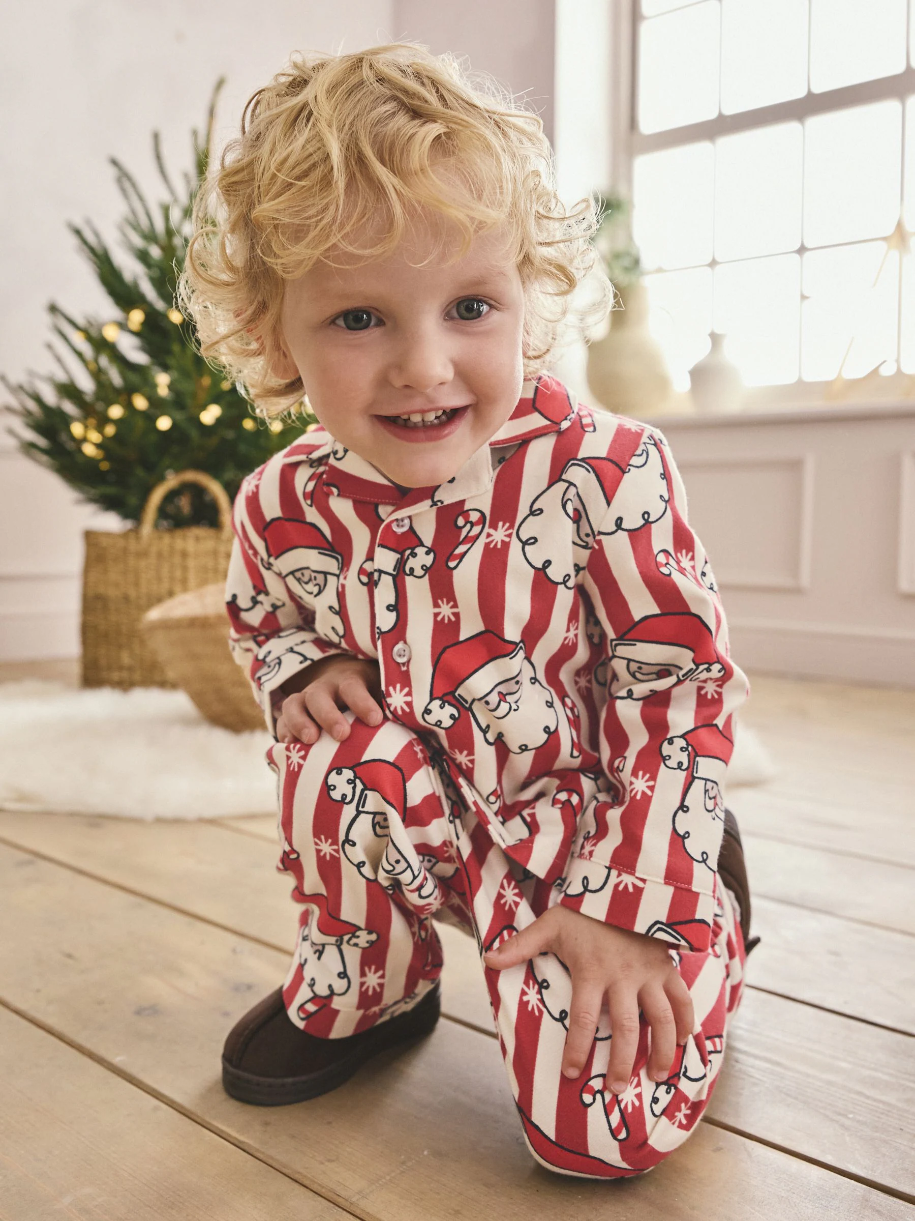 Rood/wit met kerstman - Enkele Kerstmis Knoopsluiting Pyjama's (9mnd-12jr)