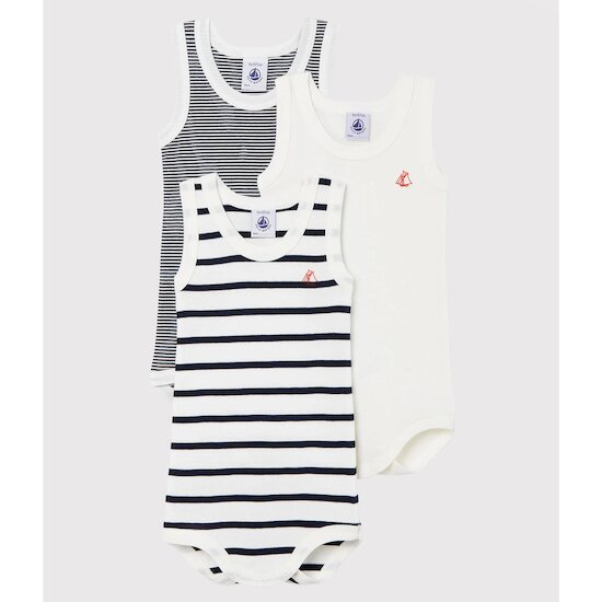 Lot de 3 bodies sans manches bébé   de               Petit Bateau