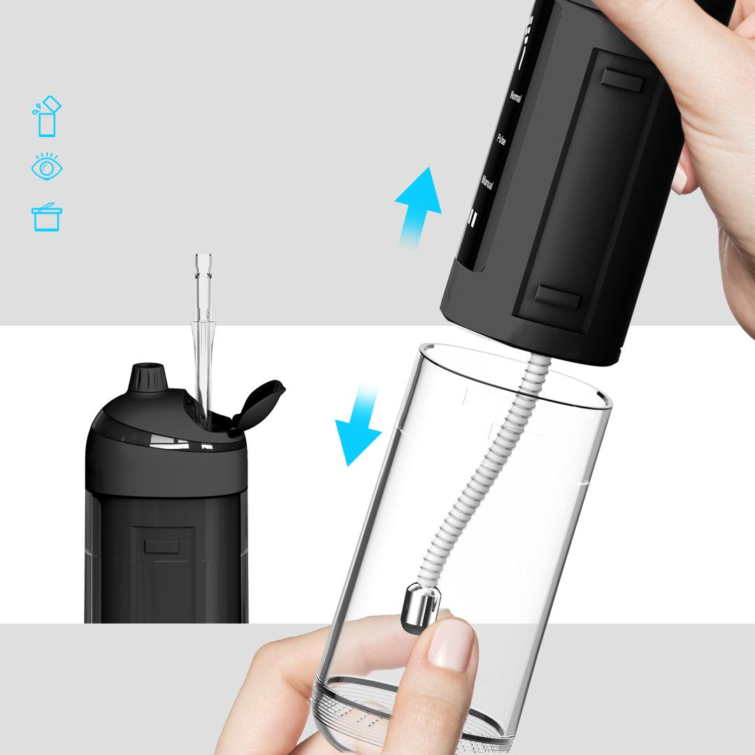 (6-tlg. Set) 180ml Elektrische Wasserdruck Munddusche Wasser Flosser Zahnreinigung mit 4 Multifunktions Düsen - Weiss
