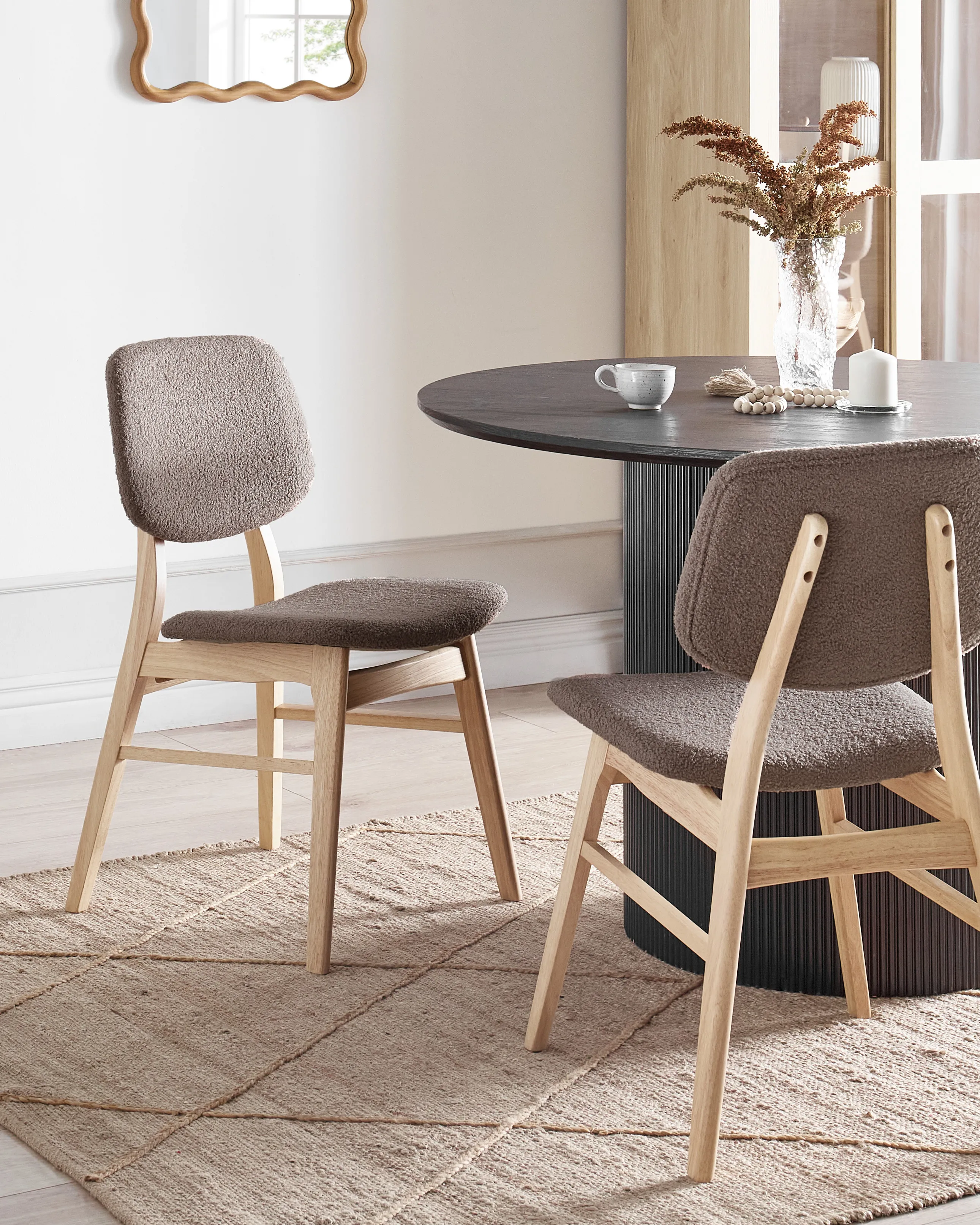 Set van 2 eetkamerstoelen ELAINE Hout Lichtbruin/taupe