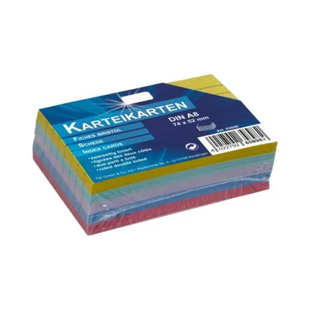 TSI Karteikarten DIN A8, liniert, 180g/m², farbig, 1000 Stück