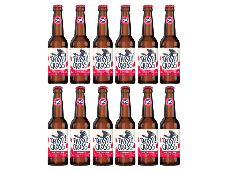 Thistly Cross Cider Erdbeer Cider 12 x 0.33 l Vergorener Apfelsaft mit Erdbeeraroma