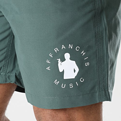 Short De Bain Logo Vert Kaki Blanc