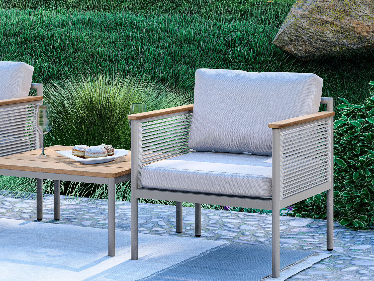 Eck-Lounge Hanna mit Lounge-Tisch