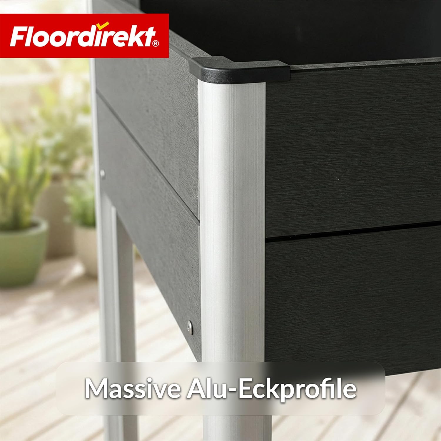 Floordirekt Hochbeet 60x50x90cm Anthrazit WPC - Wetterbeständig & pflegeleicht auf Stelzen für Garten, Balkon oder die Terrasse - Salina