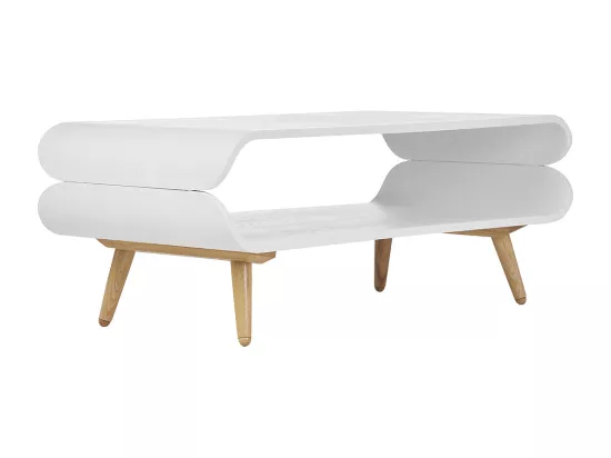 Table basse rectangulaire scandinave blanc et bois clair L118 cm TAKLA