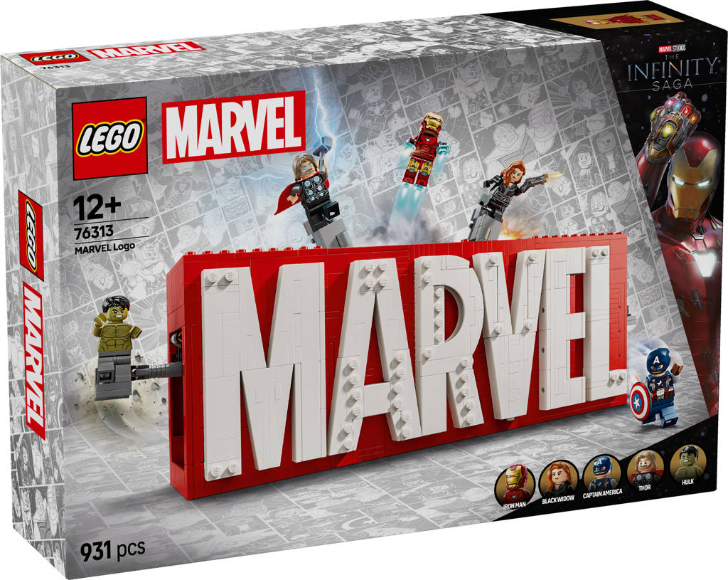 MARVEL logo en minifiguren verzamelset 76313