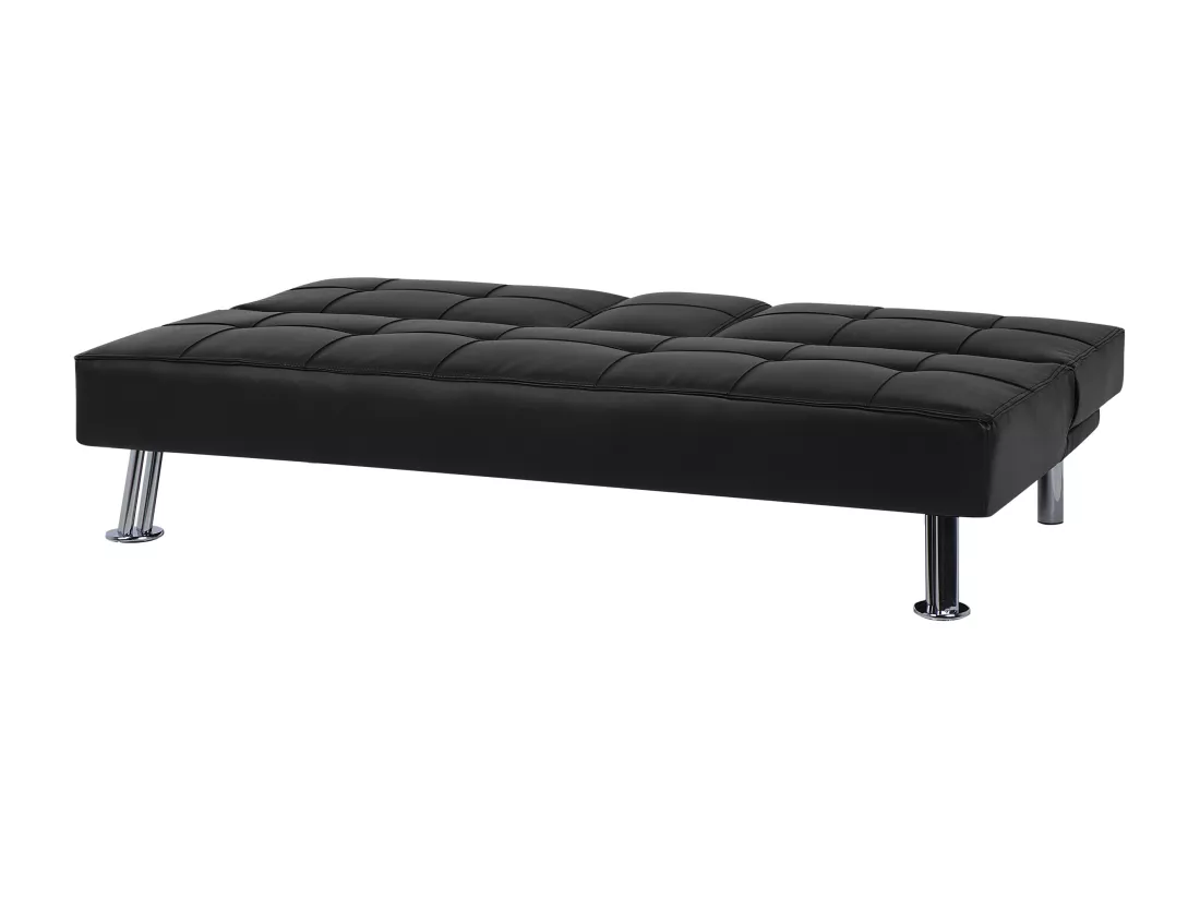 Canapé convertible 3 places en tissu noir ROXEN