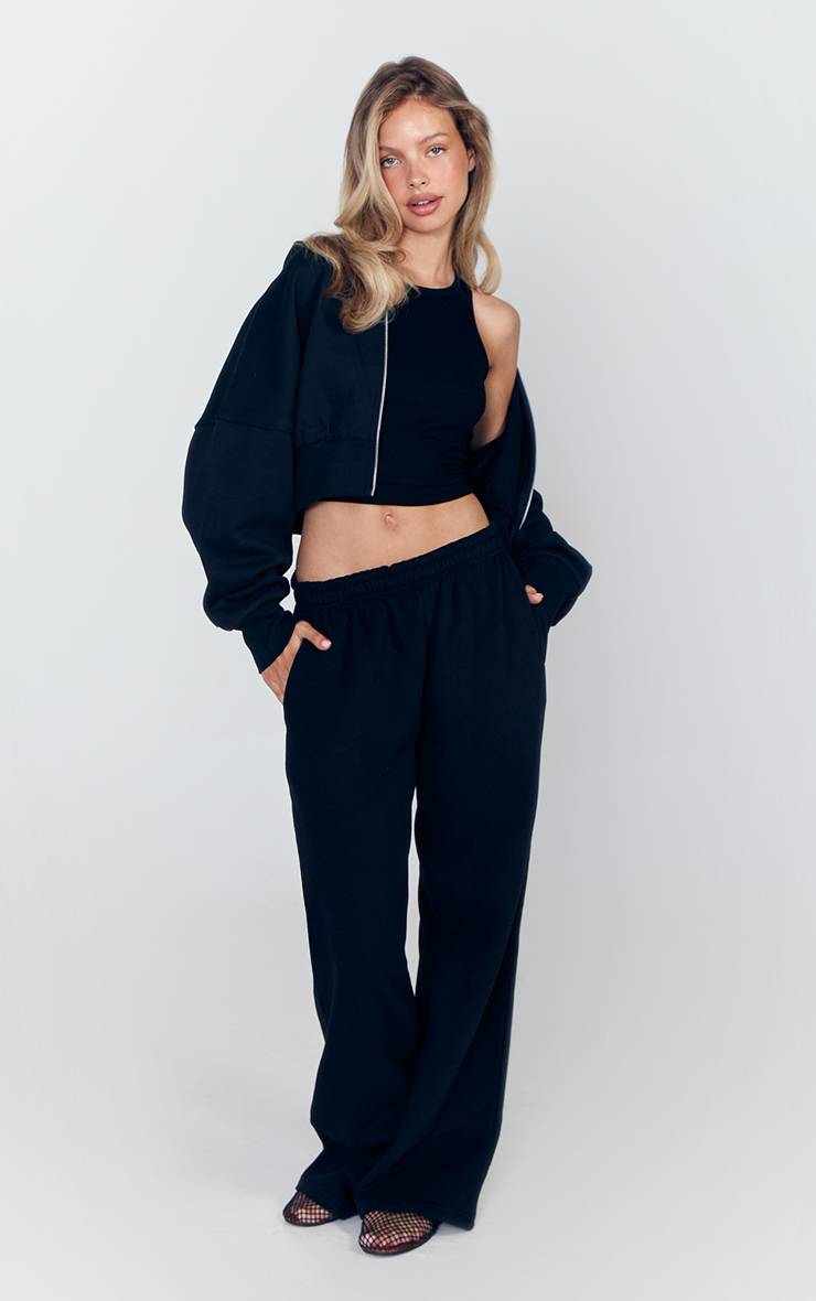 Noir Sweat À Casynthétiqueche Court Zippé