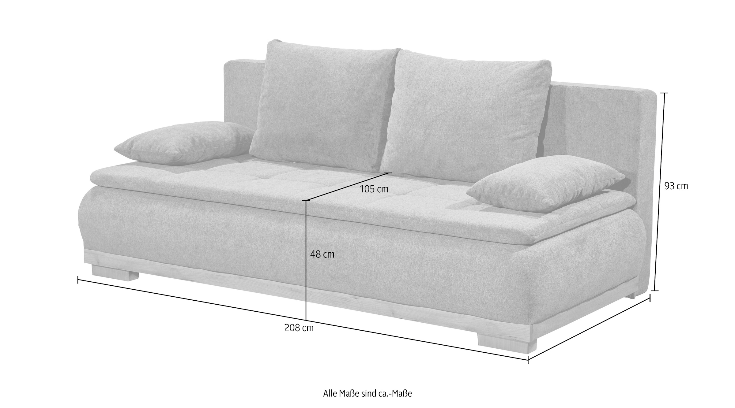 ED EXCITING DESIGN Schlafsofa »Mila« mit Bettkasten & 2 Armlehnenkissen