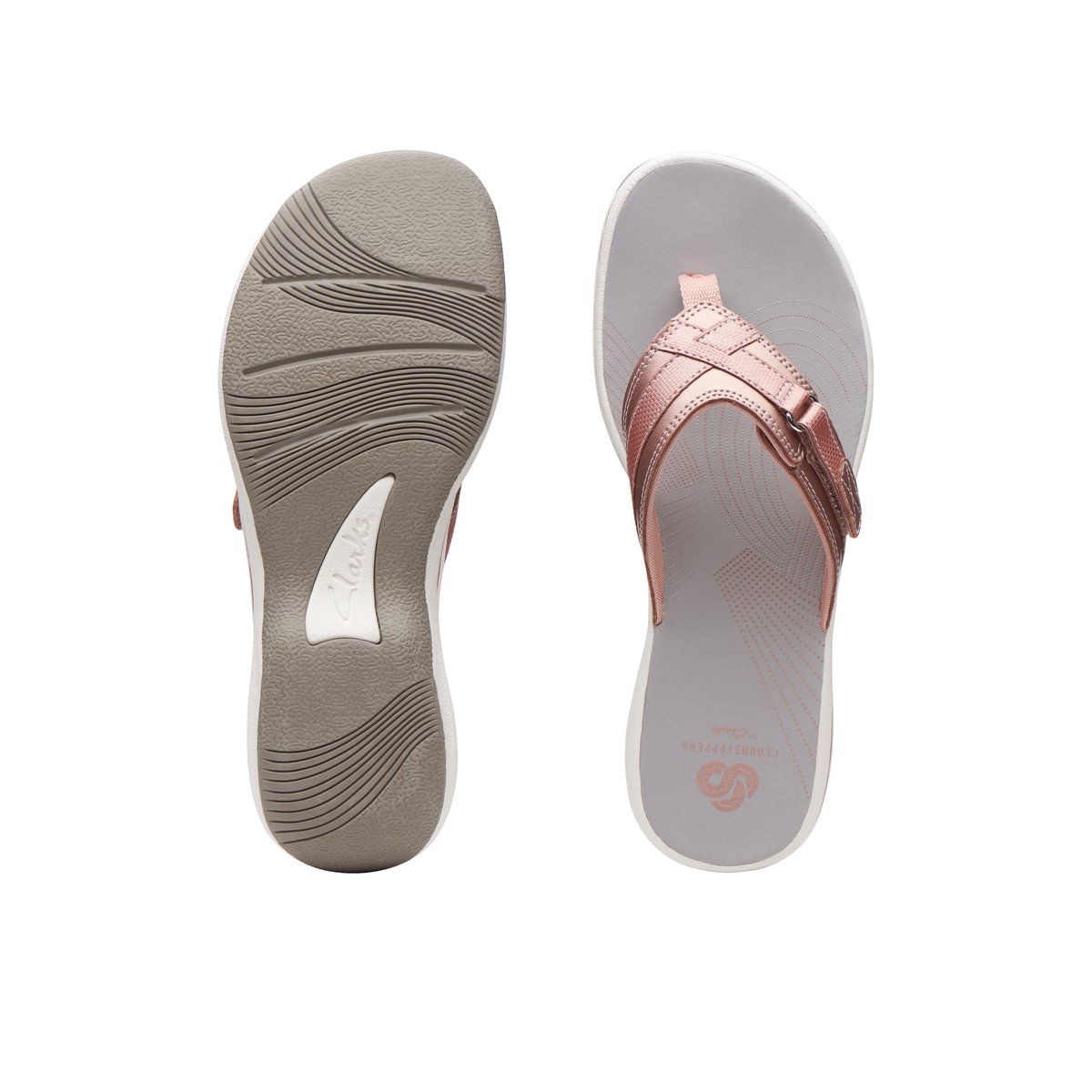 CLARKS-Breeze sea 1-Tongs sandales à talon plat - Talon plat - Multi Métallique