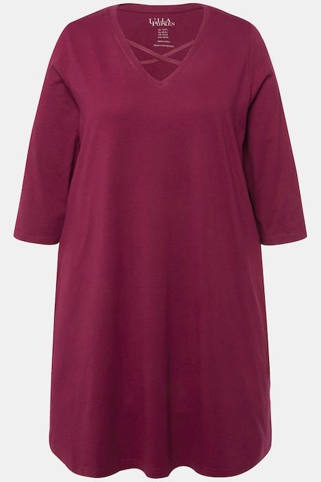Longshirt, Zierbänder, A-Linie, V-Ausschnitt, 3/4-Arm