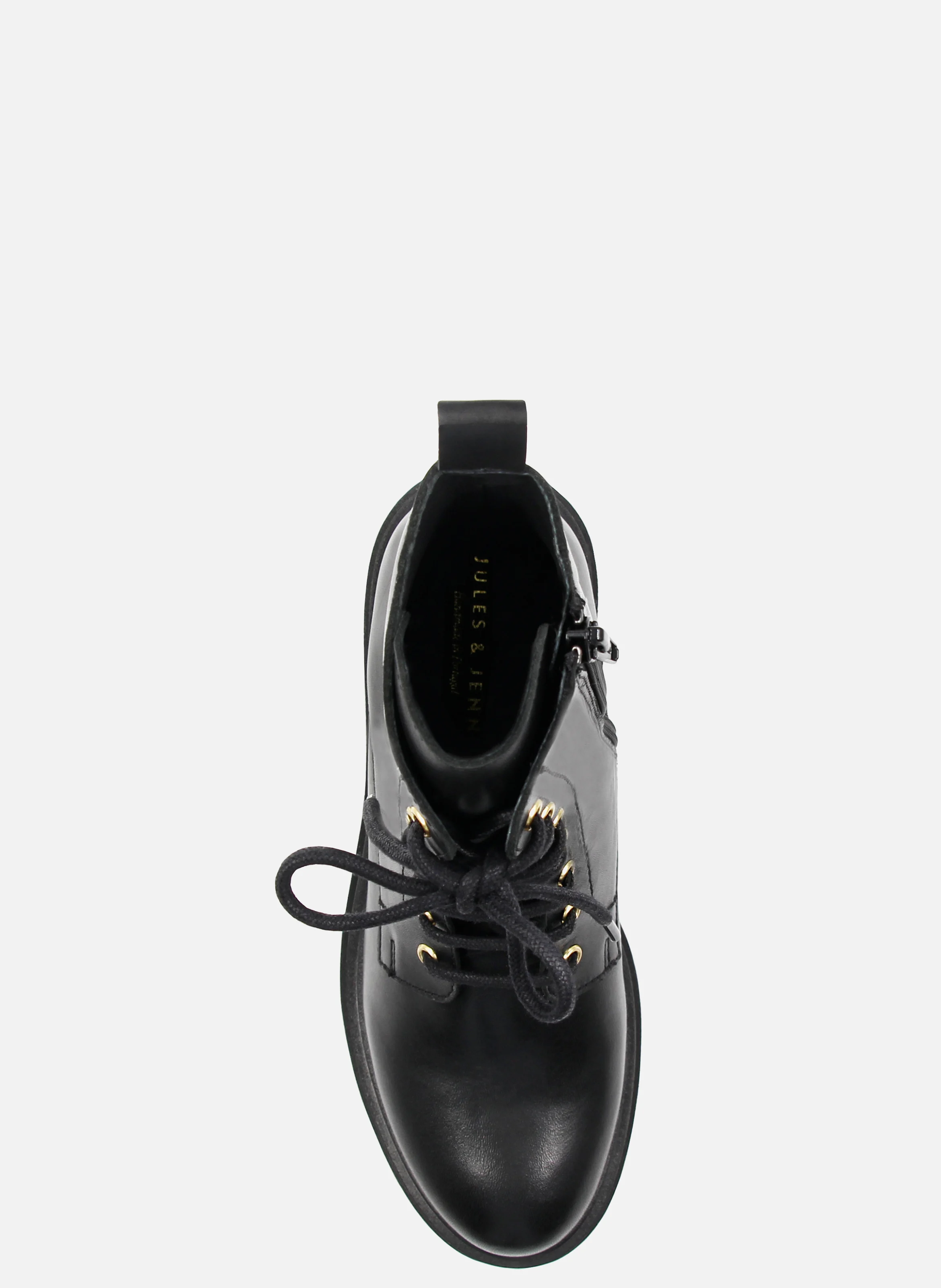 Bottines ranger crantées cuir lisse | Noir