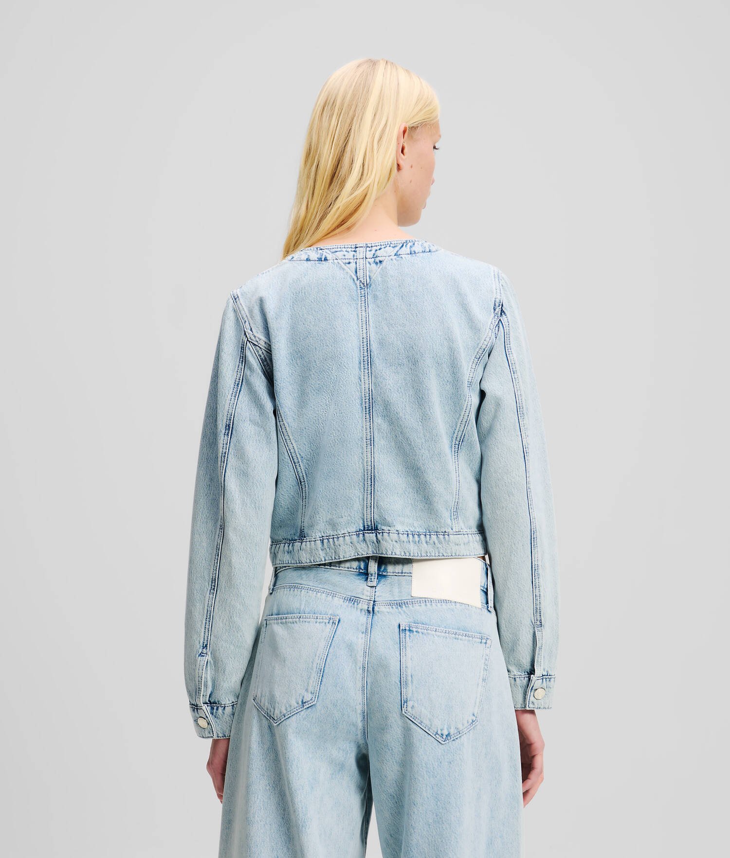 VESTE EN JEAN SANS COL - Denim Bleu Clair
