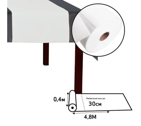 (480x40cm) 3in1 Spunbond Tischläufer Abreissbares Einweg Tischset Party Tisch Deko (RS023101I) - Weiss